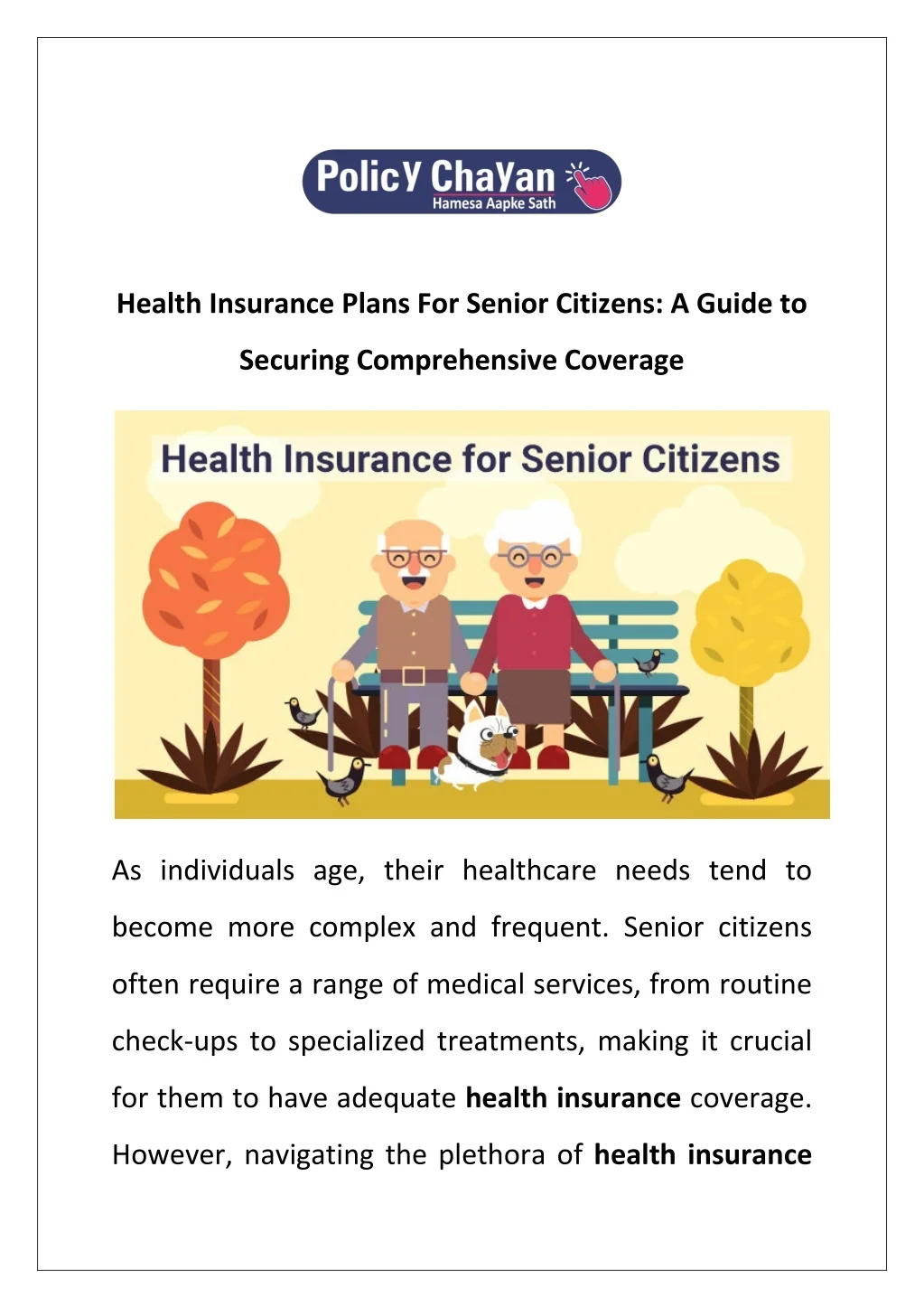 PPT - Health Insurance Plans For Senior Citizens: A Guide to Securing ...